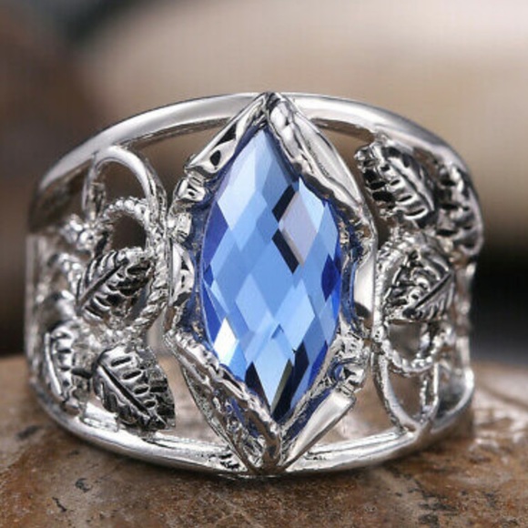 NEW 925 Sterling Silver Blue Stone Ring - Picture 8 of 14